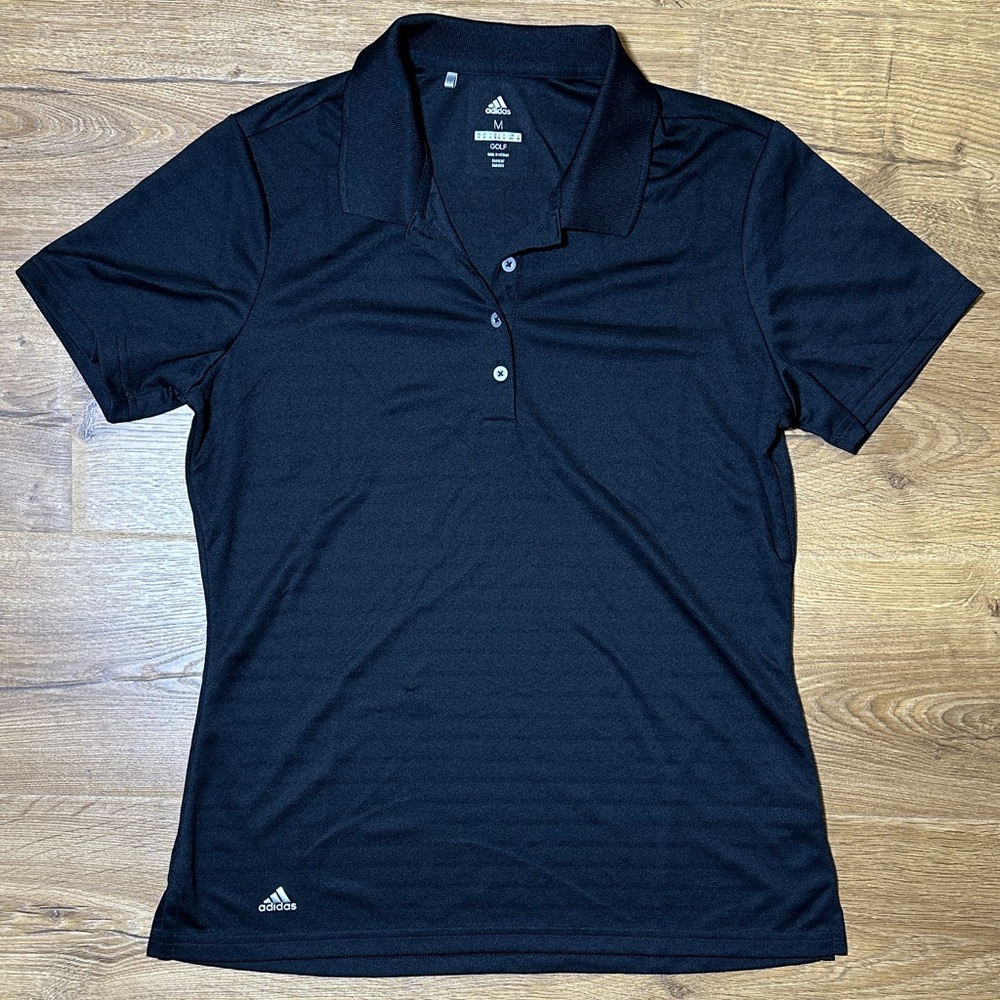 adidas Black Short-Sleeve Golf Performance Polo Medium